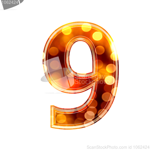 Image of 3d number with glowing lights texture