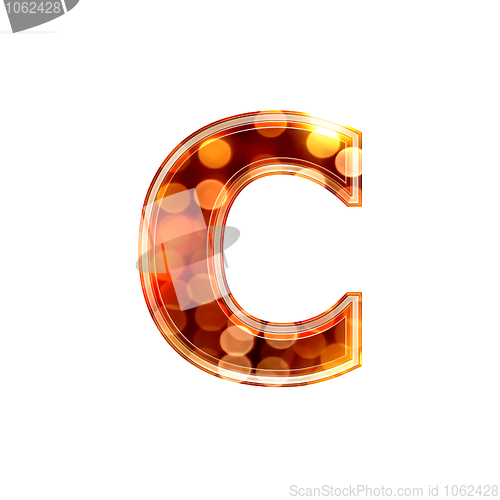 Image of 3d letter with glowing lights texture - c