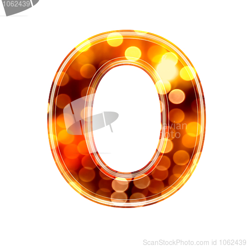 Image of 3d letter with glowing lights texture - O