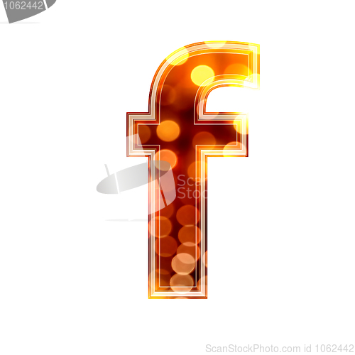 Image of 3d letter with glowing lights texture - f