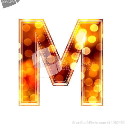 Image of 3d letter with glowing lights texture - M