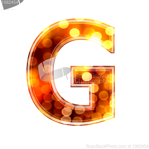 Image of 3d letter with glowing lights texture - G