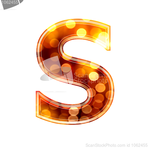 Image of 3d letter with glowing lights texture - S