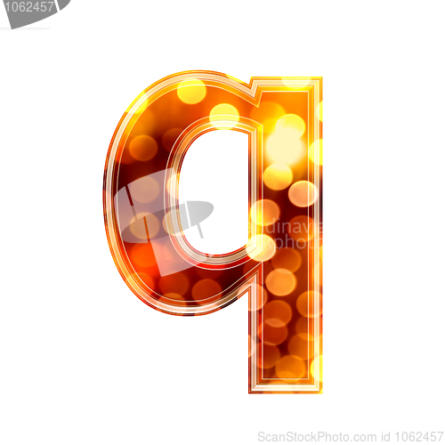 Image of 3d letter with glowing lights texture - q