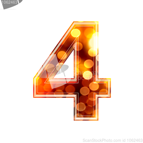 Image of 3d number with glowing lights texture