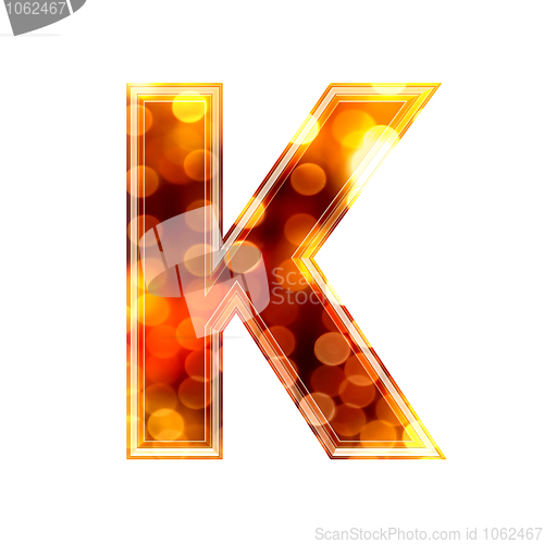 Image of 3d letter with glowing lights texture - K