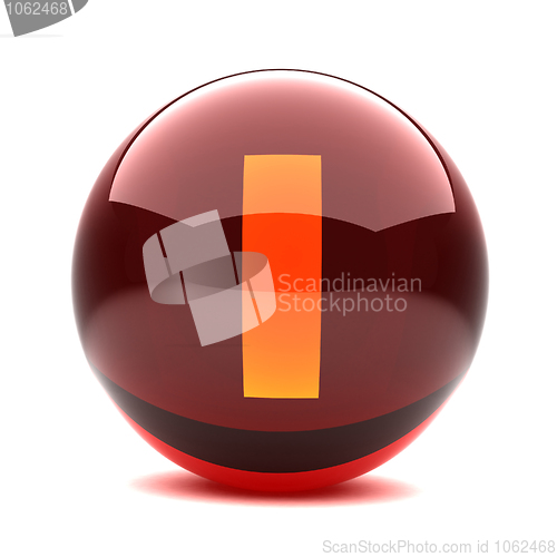 Image of 3d glossy sphere with orange letter - I