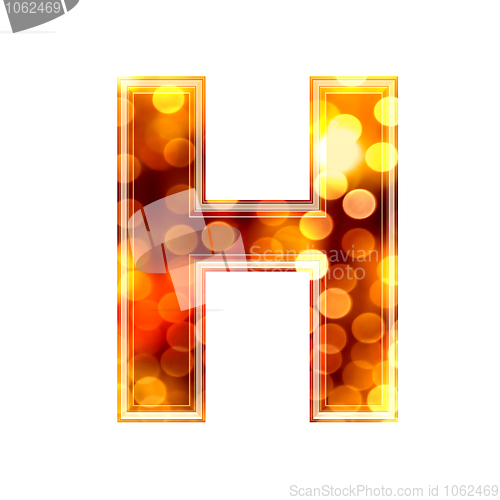 Image of 3d letter with glowing lights texture - H