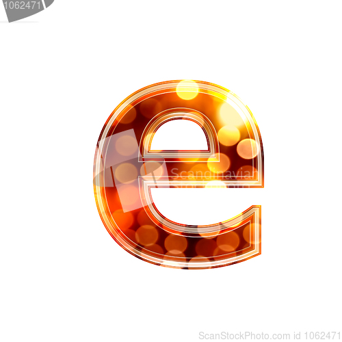 Image of 3d letter with glowing lights texture - e