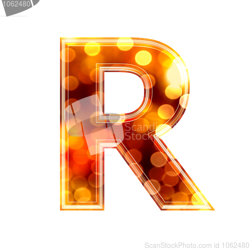 Image of 3d letter with glowing lights texture - R