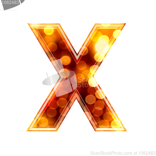 Image of 3d letter with glowing lights texture - X