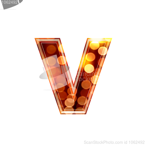 Image of 3d letter with glowing lights texture - v