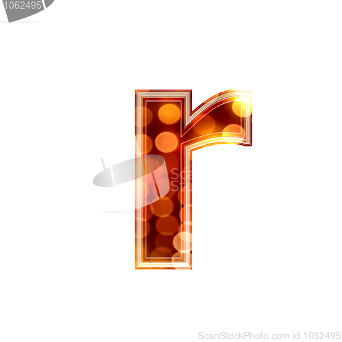 Image of 3d letter with glowing lights texture - r