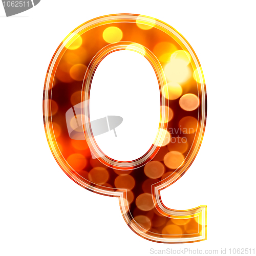 Image of 3d letter with glowing lights texture - Q