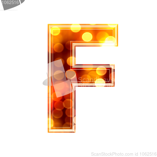 Image of 3d letter with glowing lights texture - F