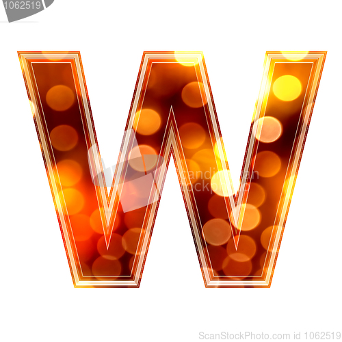 Image of 3d letter with glowing lights texture - W
