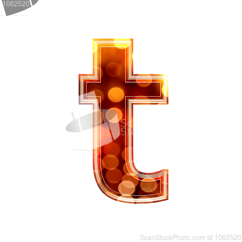 Image of 3d letter with glowing lights texture - t