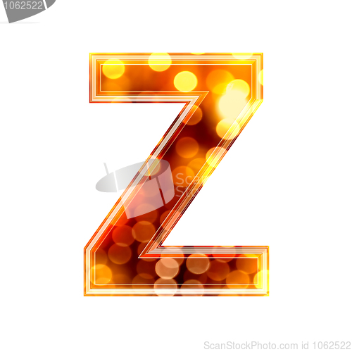 Image of 3d letter with glowing lights texture - Z