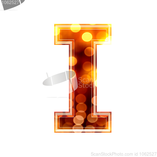 Image of 3d letter with glowing lights texture - I