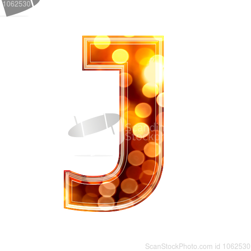 Image of 3d letter with glowing lights texture - J
