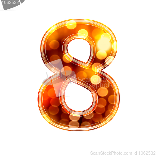 Image of 3d number with glowing lights texture