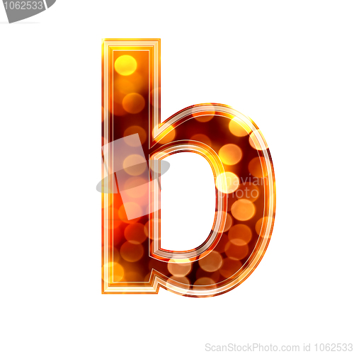 Image of 3d letter with glowing lights texture - b