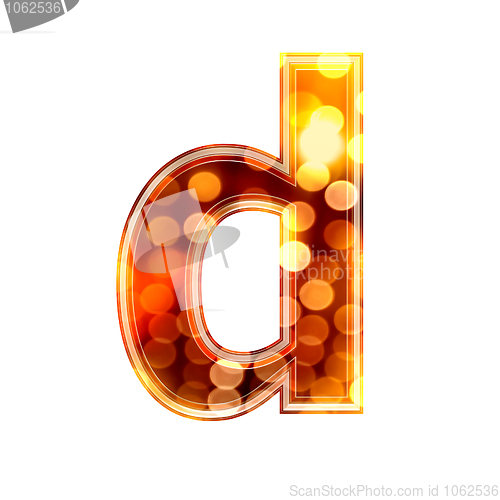Image of 3d letter with glowing lights texture - d