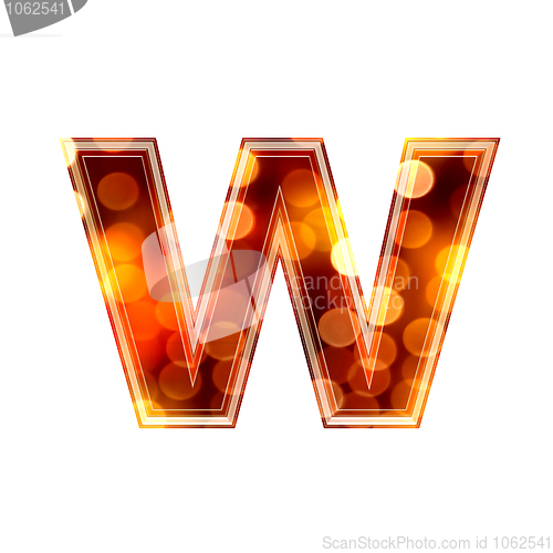 Image of 3d letter with glowing lights texture - w