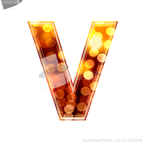 Image of 3d letter with glowing lights texture - V