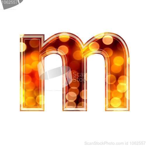 Image of 3d letter with glowing lights texture - m