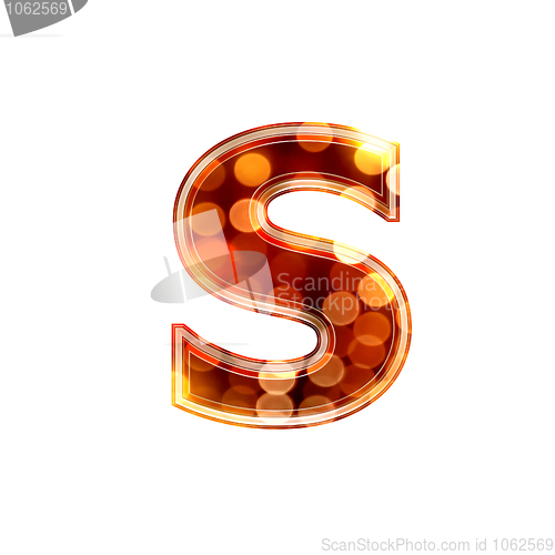 Image of 3d letter with glowing lights texture - s