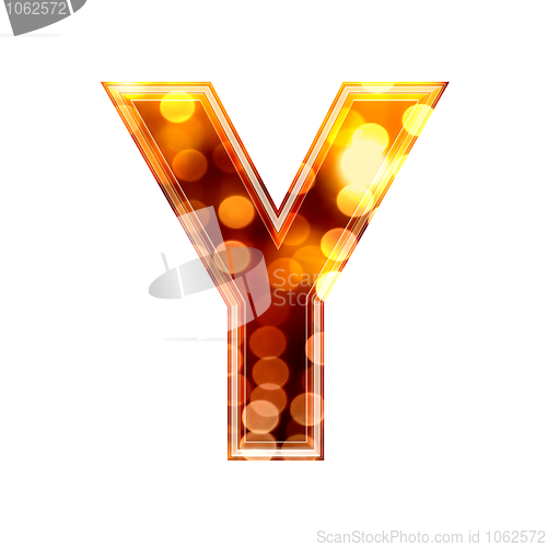 Image of 3d letter with glowing lights texture - Y