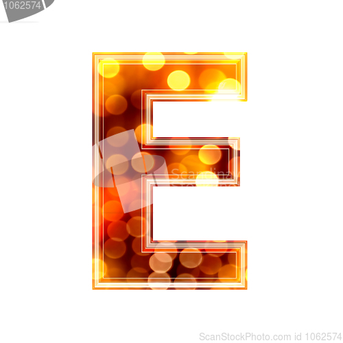Image of 3d letter with glowing lights texture - E