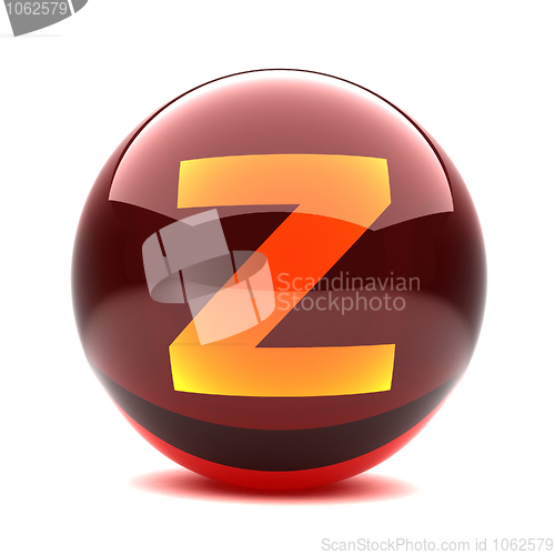 Image of 3d glossy sphere with orange letter - Z