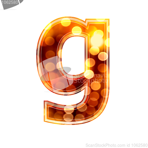 Image of 3d letter with glowing lights texture - g