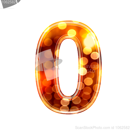 Image of 3d number with glowing lights texture