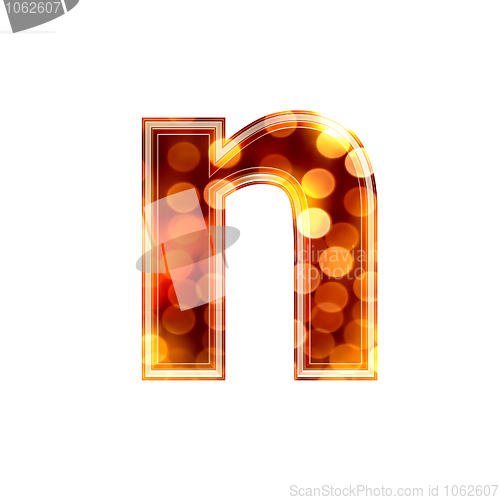Image of 3d letter with glowing lights texture - n