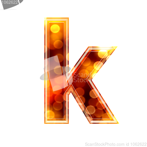 Image of 3d letter with glowing lights texture - k