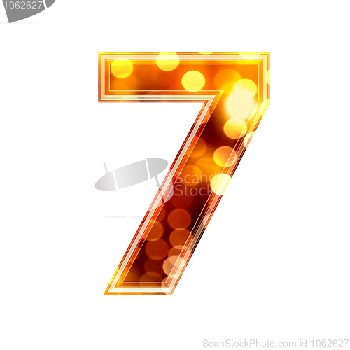 Image of 3d number with glowing lights texture