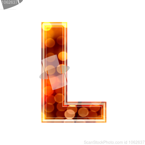 Image of 3d letter with glowing lights texture - L