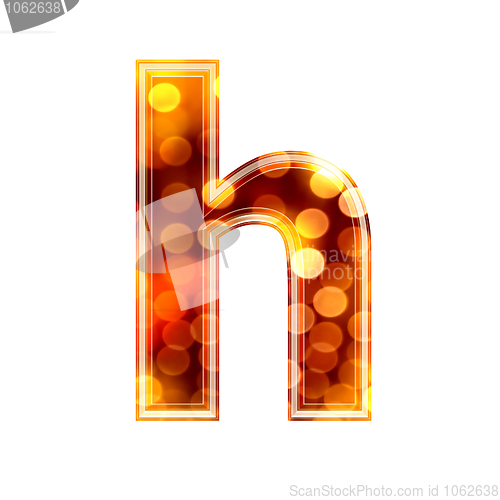 Image of 3d letter with glowing lights texture - h