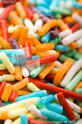 Image of macro of rainbow sprinkles