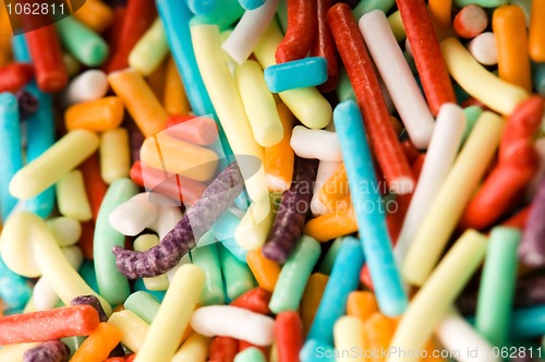 Image of macro of rainbow sprinkles