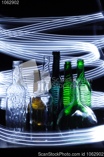 Image of empty bottles in the night