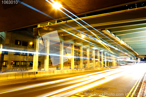 Image of traffic in city at night