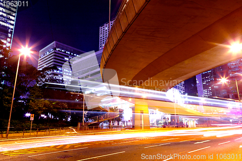 Image of light trails in mega city
