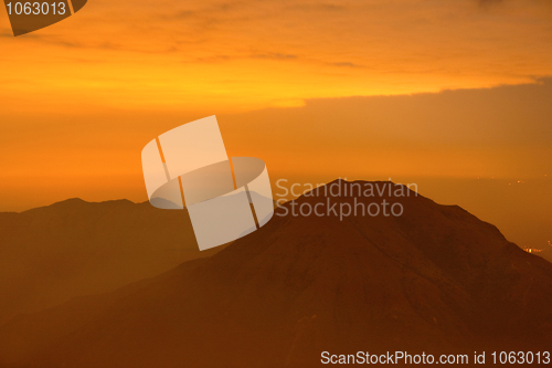 Image of mountain in sunset