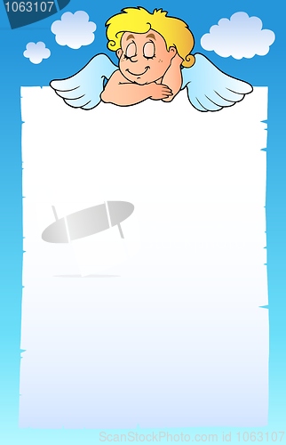 Image of Valentine frame with dreaming Cupid