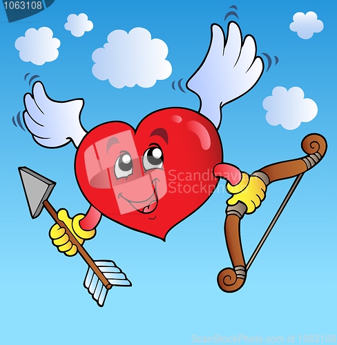 Image of Valentine heart on blue sky