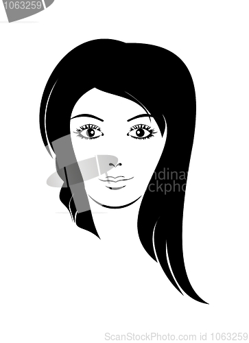 Image of Beautiful girl, female icon - vector